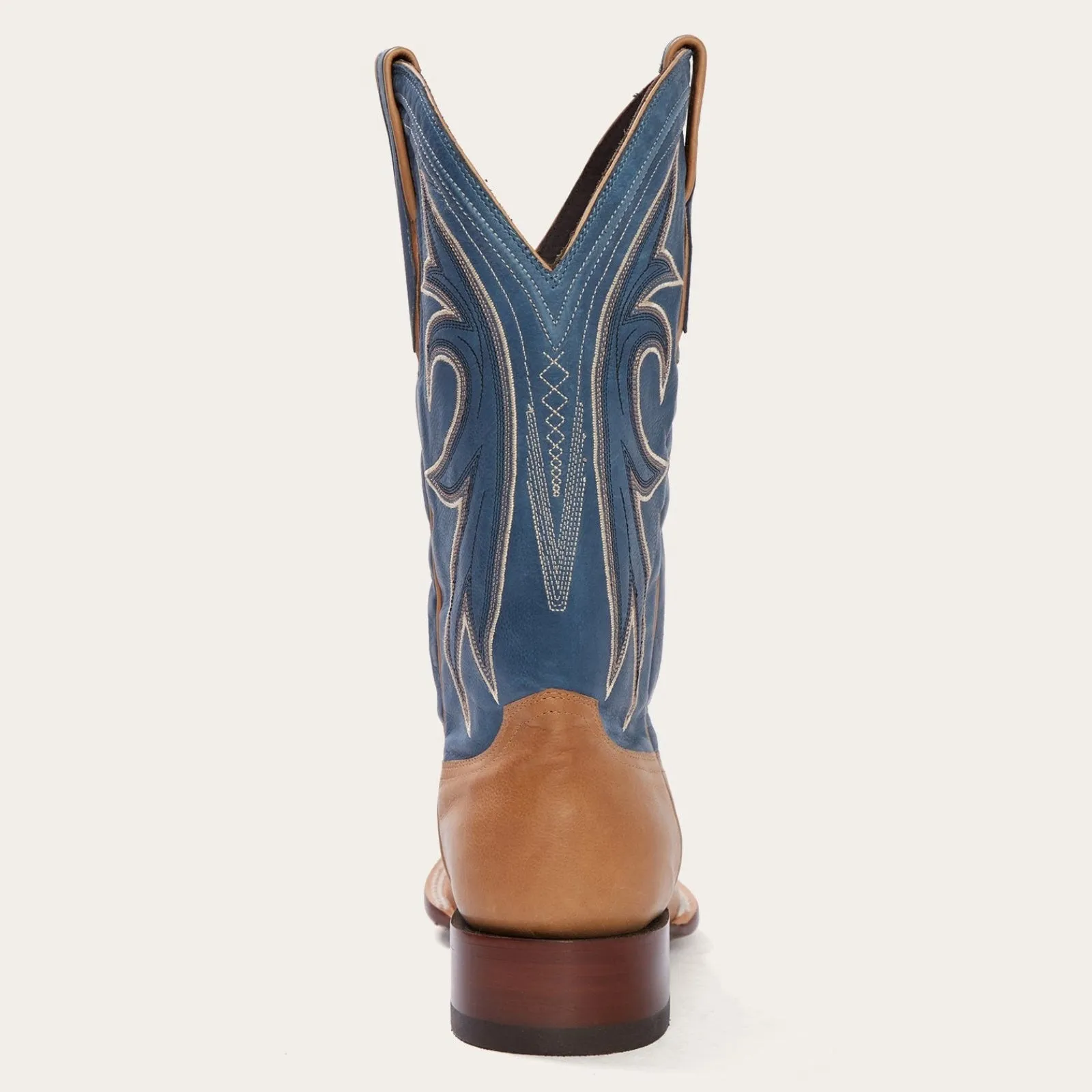 Stetson Men's Tan & Blue Casper Square Toe Cowboy Boots 0102