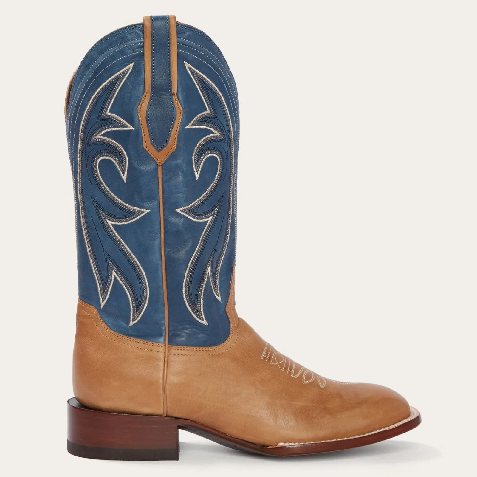 Stetson Men's Tan & Blue Casper Square Toe Cowboy Boots 0102