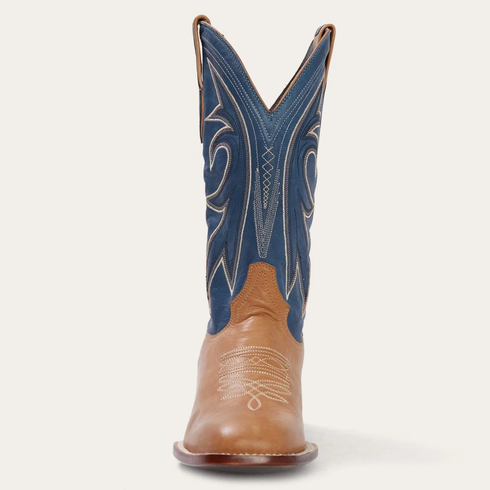 Stetson Men's Tan & Blue Casper Square Toe Cowboy Boots 0102