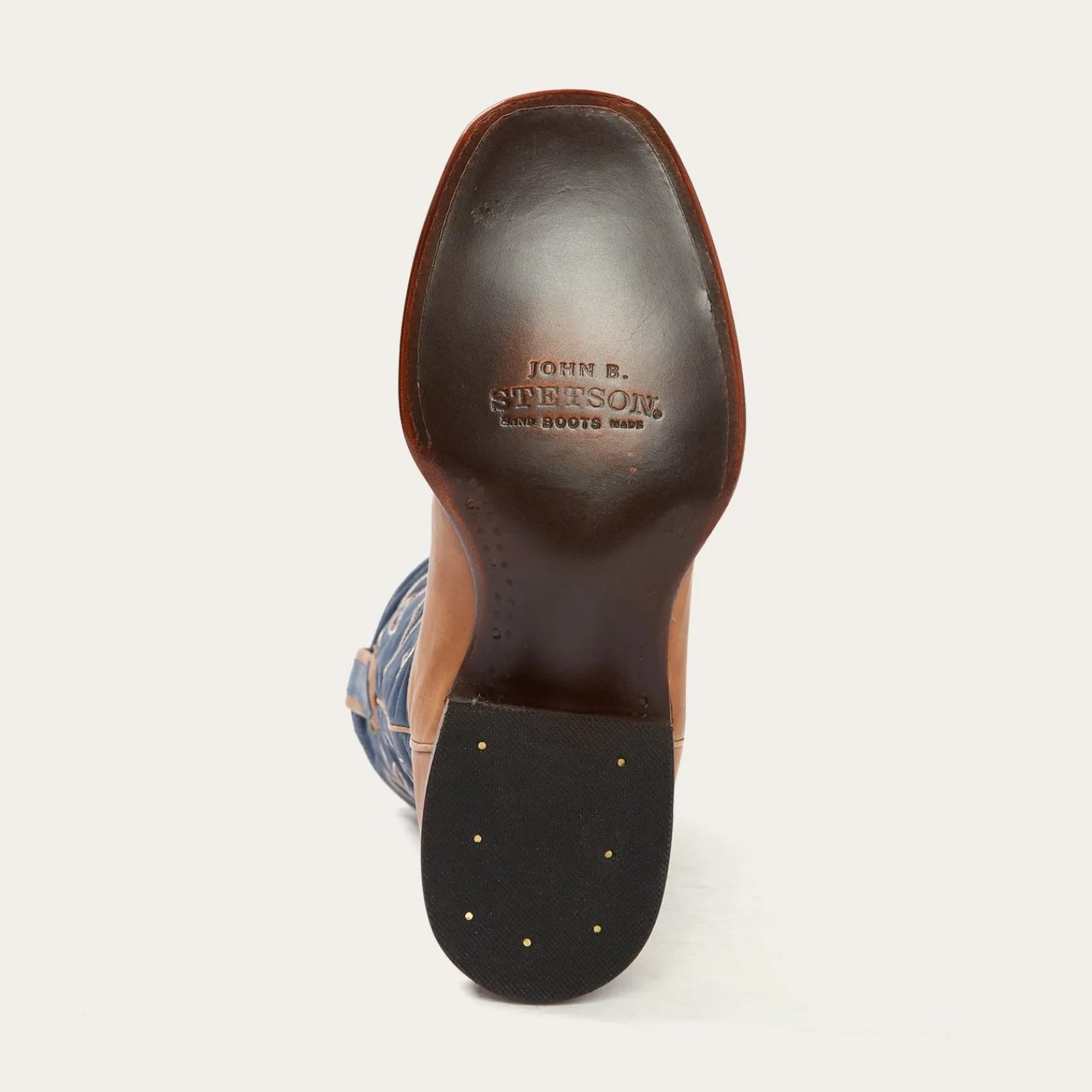 Stetson Men's Tan & Blue Casper Square Toe Cowboy Boots 0102